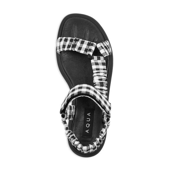 AQUA Womens Black Check Metallic Accents Tenly Square Toe Platform Slingback 9 M - Picture 3 of 4